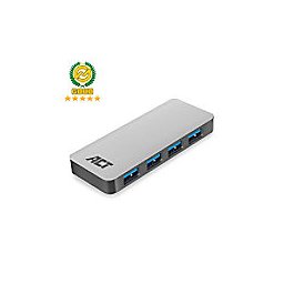 ACT USB-A Hub met voeding Aantal poorten: 4X USB-A vrouwelijk 0.50 m, Aluminium behuizing