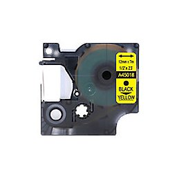 Rillstab Compatibel Dymo D1 S0720580 / 45018 Labeltape Zelfklevend Zwart op Geel 12 mm x 7m