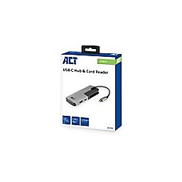 ACT USB-C Hub 3 port met kaartlezer en PD pass through