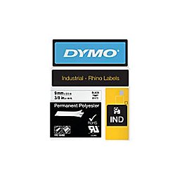 DYMO IND S0718240 Permanente polyestertape Rhino Zelfklevend Zwart op Wit 9 mm x 5,5 m