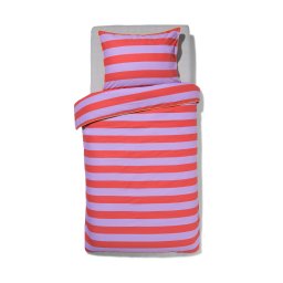 HEMA Kinder Dekbedovertrek Zacht Katoen 140x200 Streep Lila (lila)