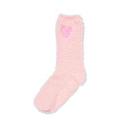 HEMA Huissokken Maat 36-41 Fluffy Hartje Lichtroze