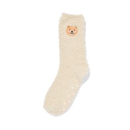 HEMA Huissokken Maat 36-41 Fluffy Teddybeer Crème