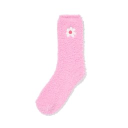 HEMA Huissokken Maat 36-41 Fluffy Bloem Lichtroze