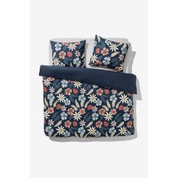 051 Dekbedovertrek Zacht Katoen 240x200/220 Bloemen Blauw (blauw)