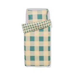 051 Dekbedovertrek 140x200/220cm Flanel Ruiten Groen-beige (groen)