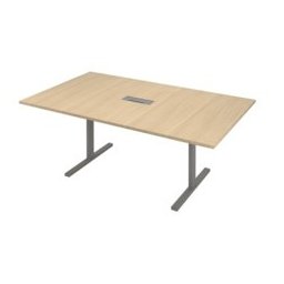 Заседателна маса Narbutas T-Easy, 2000 x 1200 x 740 mm, меламин избелен дъб, сив метал, крак тип I