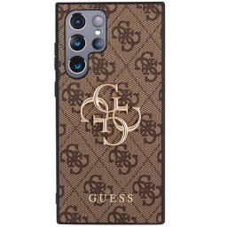 Калъф Guess PU 4G Metal Logo Case за Samsung Galaxy S23 Ultra - Кафяв