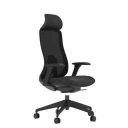 Работен стол Antares DARIO BLACK, до 120кг, дамаска/мрежа, синхронен механизъм, коригиране на дълбочината, заключване в позиция, лумбална опора, ергономичен, черен