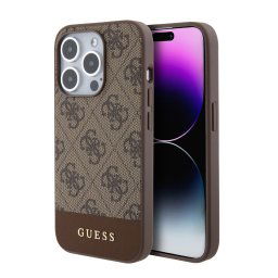Гръб Guess PU 4G Stripe MagSafe Case за iPhone 15 Pro - Кафяв