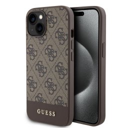 Гръб Guess PU 4G Stripe MagSafe Case за iPhone 15 - Кафяв