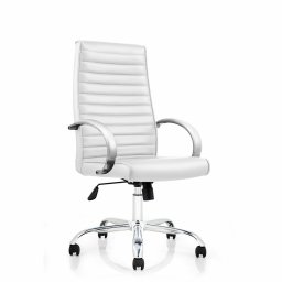 Директорски стол RFG Bright HB (COOL HB/415976), до 130кг, еко кожа, хромирана база, Tilt механизъм, коригиране на височината, заключване в позиция, бял