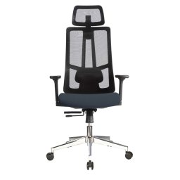 Работен стол RFG Artur HB, до 150кг, дамаска/меш, люлеещ механизъм, коригиране на височината и дълбочината, лумбална опора, 4 заключващи се работни позиции, черно-сив
