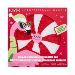 NYX Professional Makeup Fa La La L.A. Land Pull-To-Open Surprise Makeup Box подаръчен комплект: гланц за устни 5 бр + червило 3 бр + руж 1 бр + масло за устни 1 бр + хайлайтър 1 бр + палитра сенки за очи + гъба за грим 1 бр + пила за нокти 1 бр