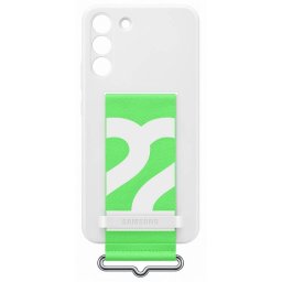 Оригинален гръб Samsung Silicone Cover with Strap за Galaxy S22 Plus - Бял, EF-GS906TWE
