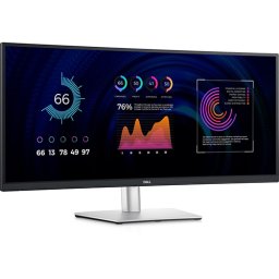 Dell P3424WE, 34" Curved, WQHD AG, IPS, 21:9, 5ms, 1000:1, 300 cd/m2, (3440x1440 ), 99% sRGB, HDMI, DP, USB-C PD of up to 90W, USB 3.2 hub, KVM ports, RJ45, ComfortView Plus, Height Adjustable, Swivel, Tilt, Black
