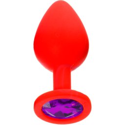 Силиконов Butt Plug с бижутерия "X FUN REDED DARK PURPLE" 8 см. Размер - M