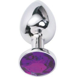 Метално дилдо Butt Plug "SILVER CRYSTAL PURPLE" 7 см. Размер-S