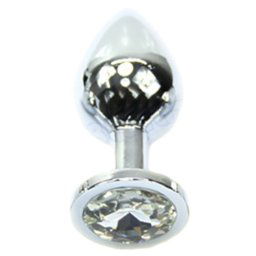 Метално дилдо Butt Plug "SILVER CRYSTAL CLEAR" 9 см.