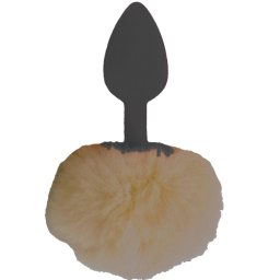 Силиконов Butt Plug с пухче "BELL BLACK BROWN" 7 см. Размер - S