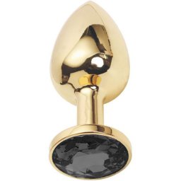 Метално дилдо Butt Plug "GOLD CRYSTAL BLACK" 7 см. Размер - S