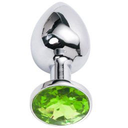 Метално дилдо Butt Plug "SILVER CRYSTAL LIME" 7 см. Размер - S