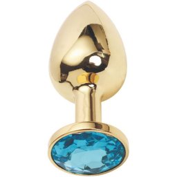 Метално дилдо Butt Plug "GOLD CRYSTAL BLUE" 7 см. Размер - S
