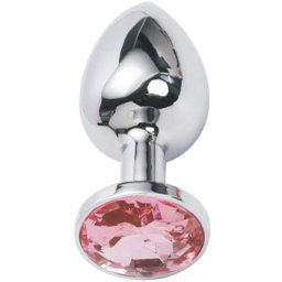 Метално дилдо Butt Plug "SILVER CRYSTAL PINK" 7 см. Размер-S
