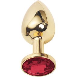 Метално дилдо Butt Plug "GOLD CRYSTAL RED" 7 см. Размер - S