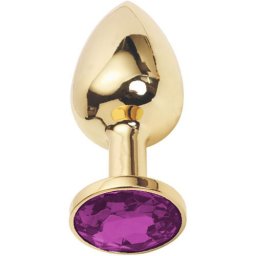 Метално дилдо Butt Plug "GOLD CRYSTAL PURPLE" 7 см. Размер - S