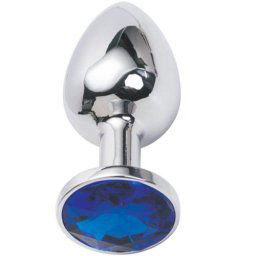 Метално дилдо Butt Plug "SILVER CRYSTAL DARK BLUE" 7 см. Размер-S