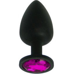 Силиконов Butt Plug с бижутерия "X FUN BLACKED DARK PURPLE" 8 см. Размер - M