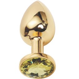 Метално дилдо Butt Plug "GOLD CRYSTAL YELLOW" 7 см. Размер - S