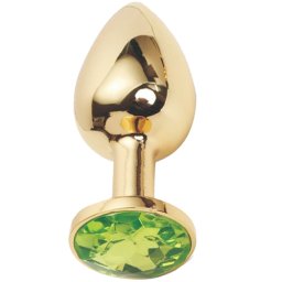 Метално дилдо Butt Plug "GOLD CRYSTAL LIME" 7 см. Размер - S