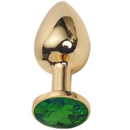 Метално дилдо Butt Plug "GOLD CRYSTAL GREEN" 7 см. Размер - S