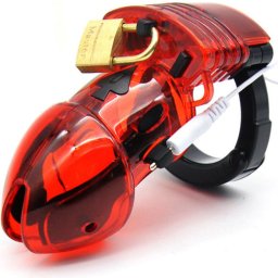 BDSM Електро клетка за пенис "BLACK JACK RED" 7 см.