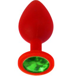 Силиконов Butt Plug с бижутерия "X FUN REDED DARK GREEN" 8 см. Размер - M