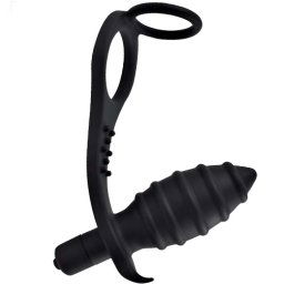 Двоен пенис ринг с анален вибро Butt Plug "X FUN ASINUS" 9 см.