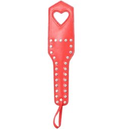 BDSM Плескалка с кожена облицовка "HEART RED PADDLE" 32 см.