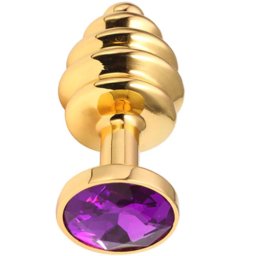 Метално дилдо Butt Plug с оребрение "GOLD HONEY PURPLE" 7 см. Размер - S