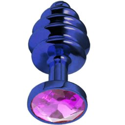 Метално дилдо Butt Plug с оребрение "BLUE HONEY PINK" 7 см. Размер - S