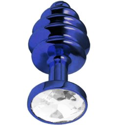 Метално дилдо Butt Plug с оребрение "BLUE HONEY CRYSTAL" 7 см. Размер - S