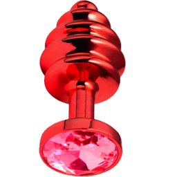 Метално дилдо Butt Plug с оребрение "RED HONEY PINK" 7 см. Размер - S
