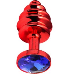 Метално дилдо Butt Plug с оребрение "RED HONEY BLUE" 7 см. Размер - S