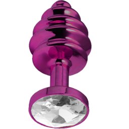 Метално дилдо Butt Plug с оребрение "PURPLE HONEY CRYSTAL" 7 см. Размер - S