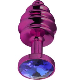 Метално дилдо Butt Plug с оребрение "PURPLE HONEY BLUE" 7 см. Размер - S