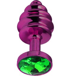 Метално дилдо Butt Plug с оребрение "PURPLE HONEY GREEN" 7 см. Размер - S