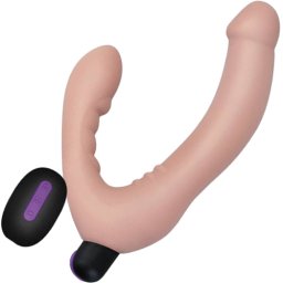 Двоен вибратор и стимулатор за Strap On "IJOY FLESH" 17 x 10 см Wireless