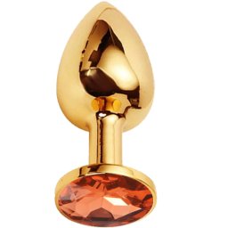 Метално дилдо Butt Plug "GOLD CRYSTAL ORANGE" 8 см. Размер - M