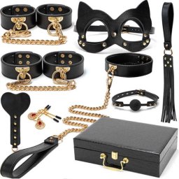 BDSM Комплект от естествена кожа "BLACK WOLF" 9 части